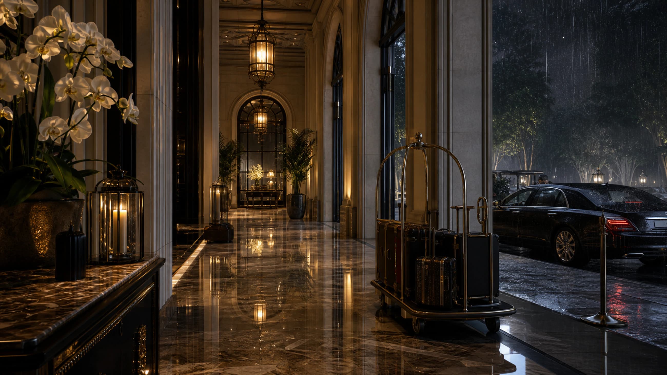 Illustrative VIAIVE luxury arrival image for luggage-forwarding planning, not verified provider evidence.
