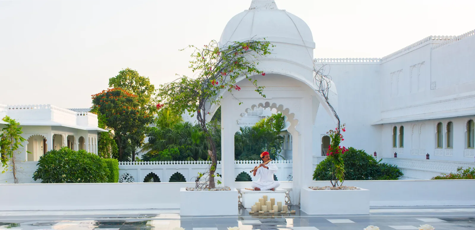 Dining terrace at Taj Lake Palace Udaipur