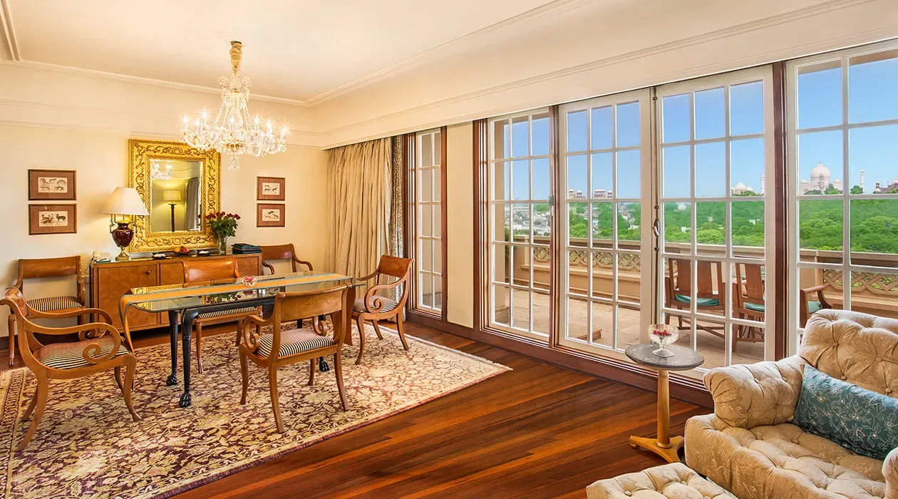 Luxury suite living room at The Oberoi Amarvilas