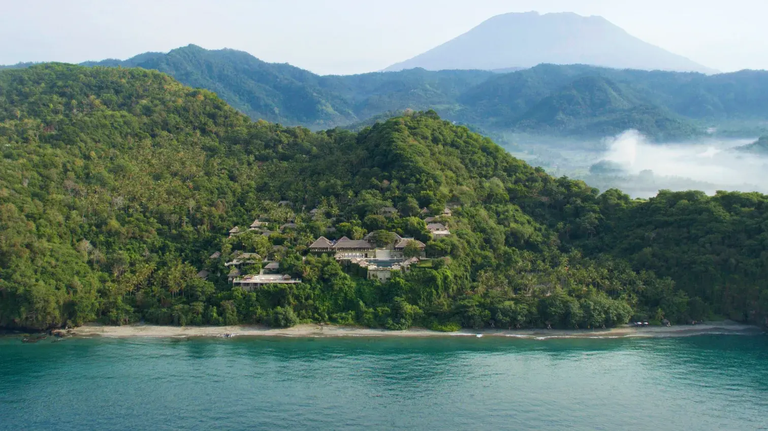 Amankila resort grounds terraced above the Bali coastline in Manggis