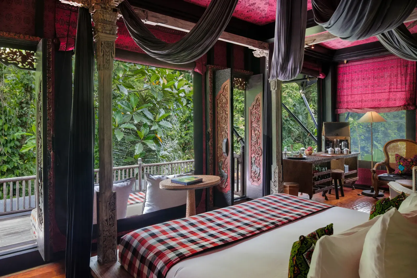 River Tent bedroom interior at Capella Ubud with colonial-inspired canopy bed