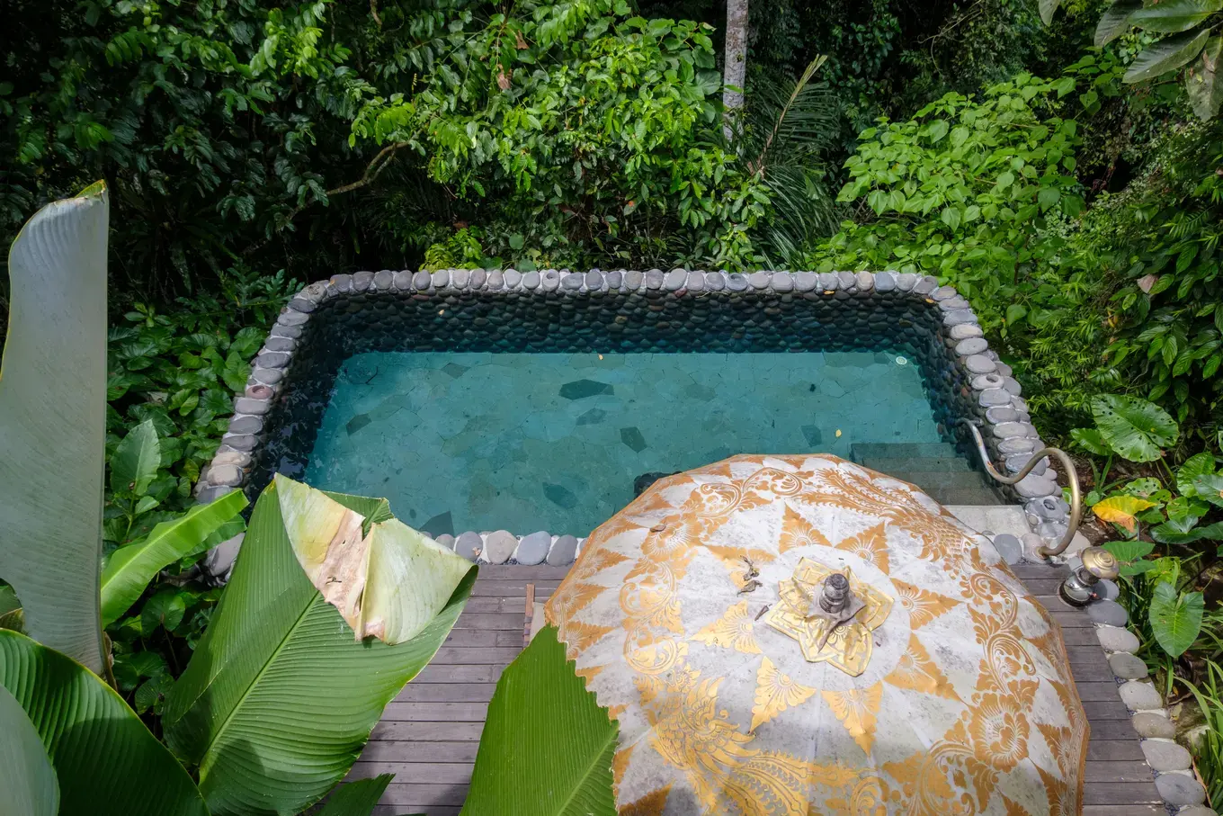 Private plunge pool of a River Tent at Capella Ubud overlooking the jungle
