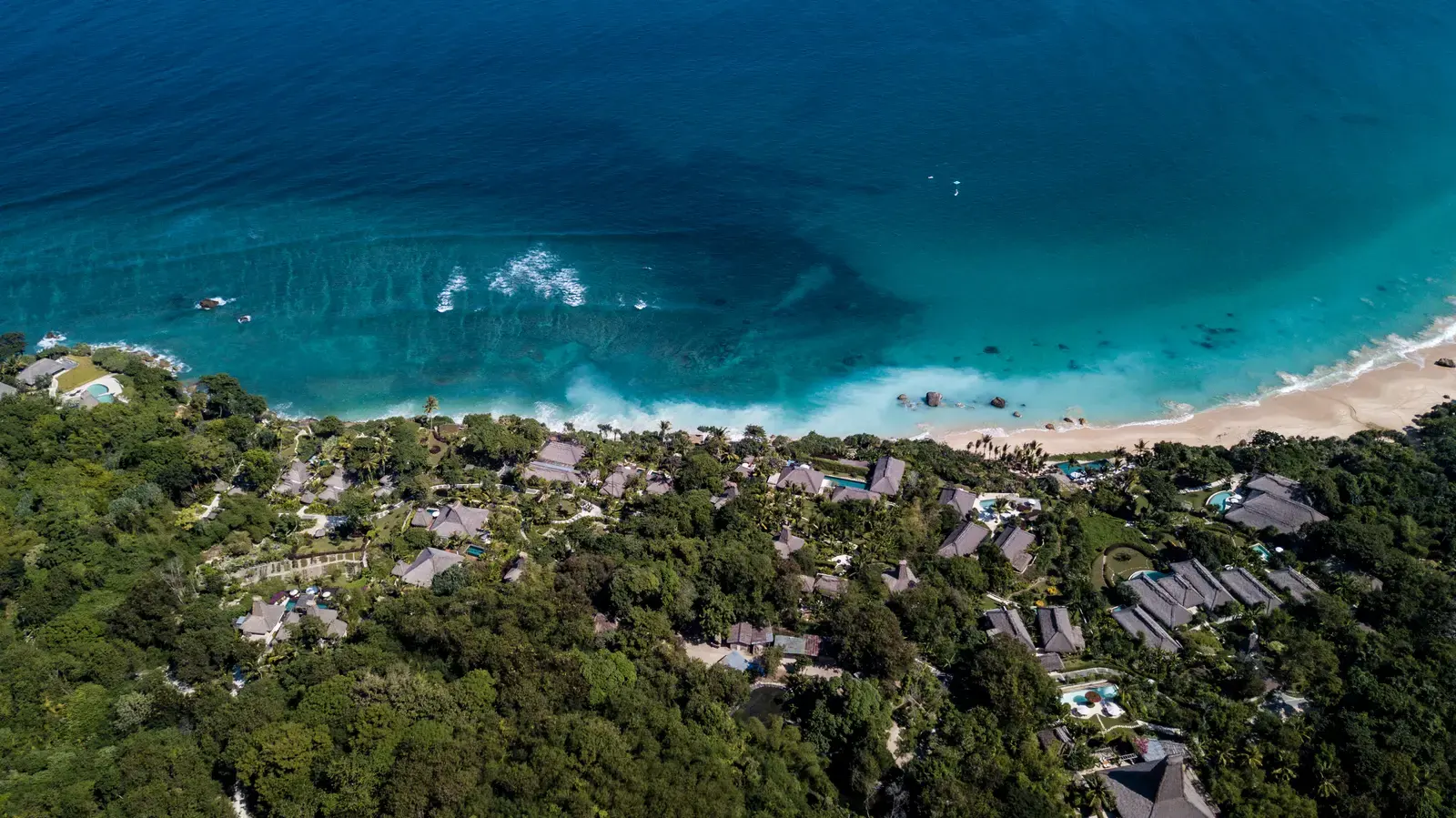 Aerial view of the famous wave break at NIHI Sumba