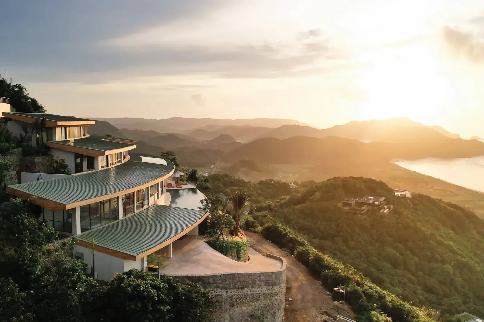 villa boe exterior sunset at Tampah Hills