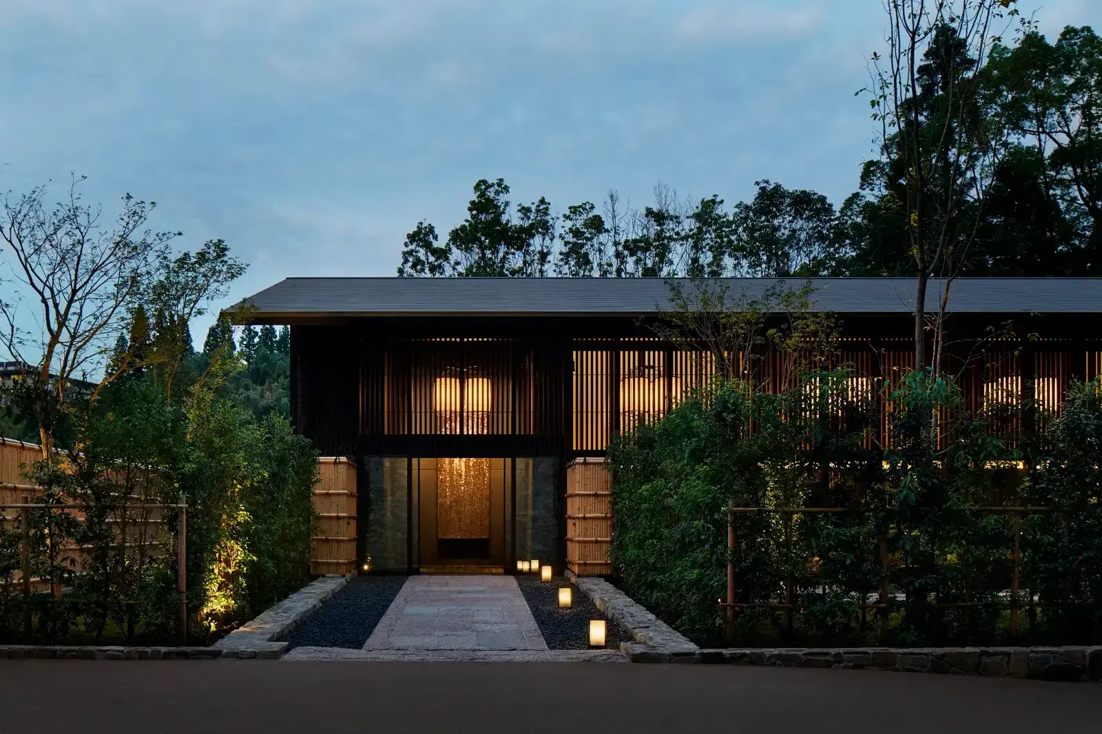 taka-an exterior night at Aman Kyoto