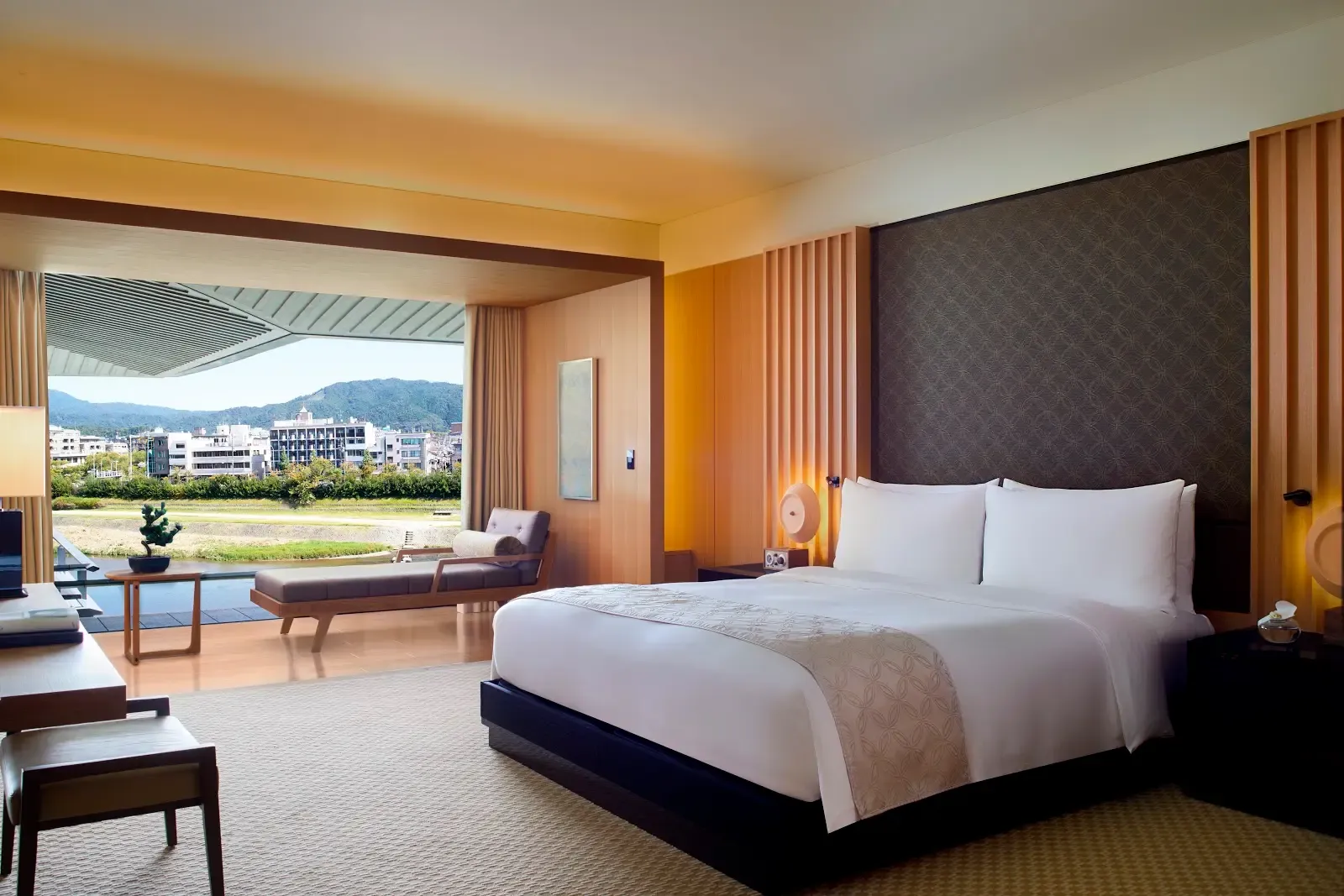 suite bedroom at Ritz Carlton Kyoto