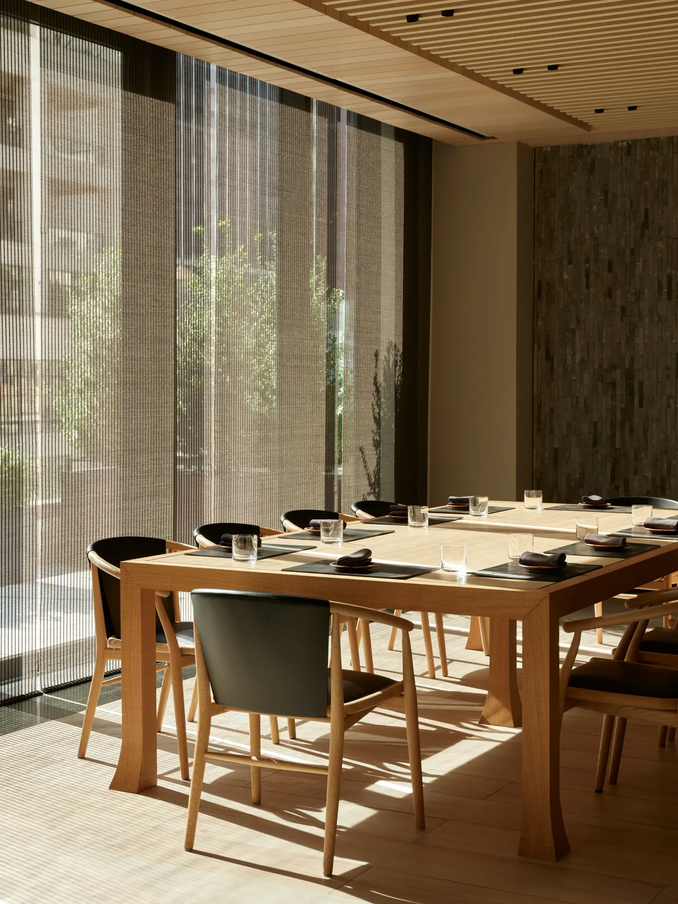 Private dining room set for guests at Aman New York