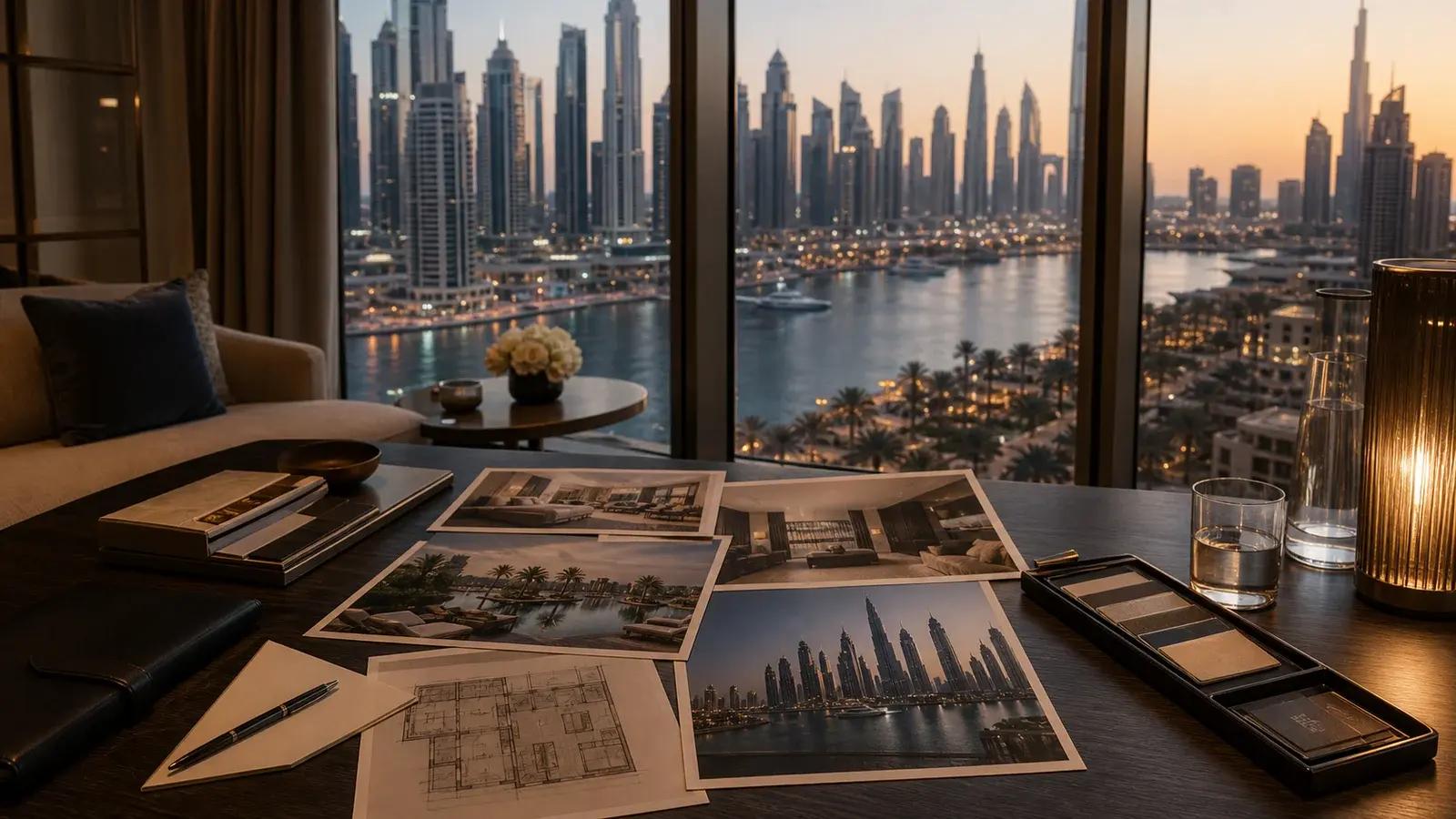Dubai, UAE — hotel room-category decision, editorial scene.