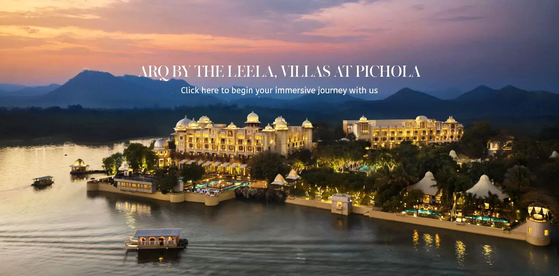 Aerial view of The Leela Palace Udaipur on Lake Pichola