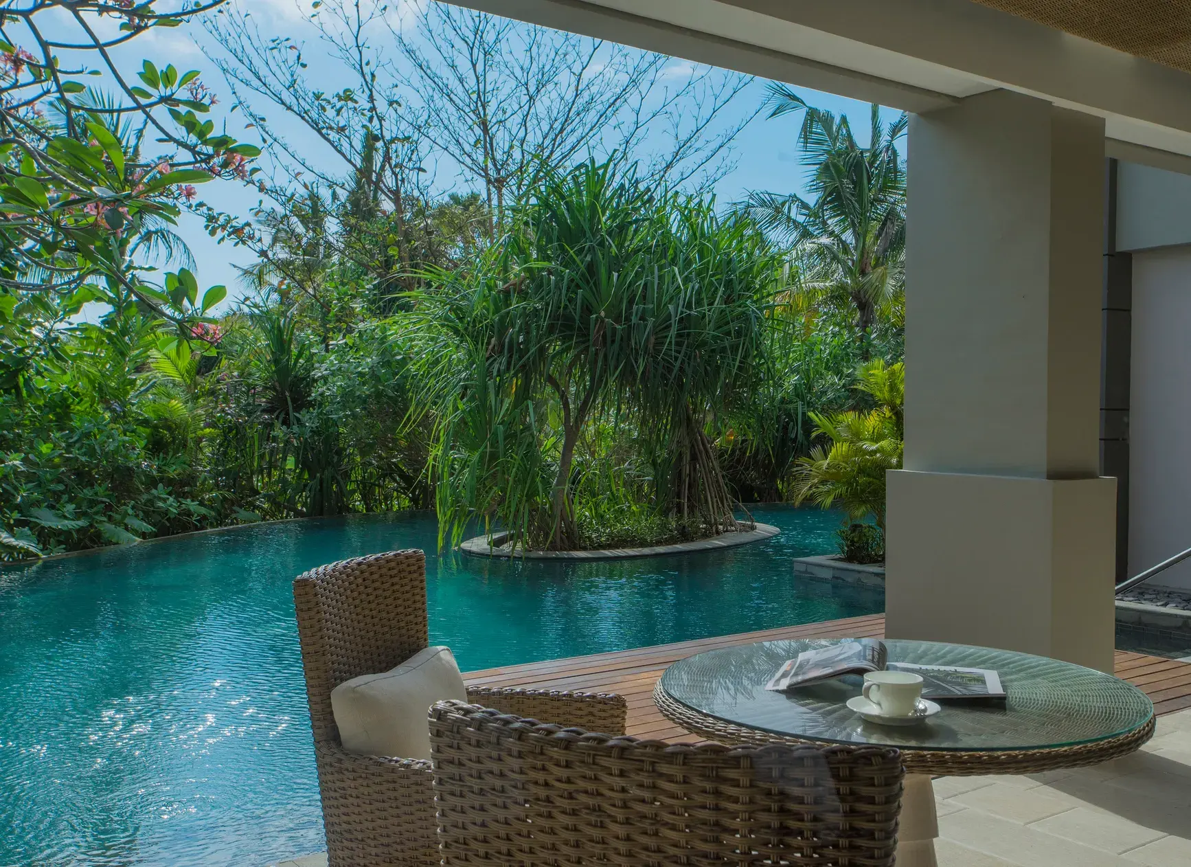Balcony pool view from a Ritz-Carlton Suite With Pool Access at The Ritz-Carlton Bali