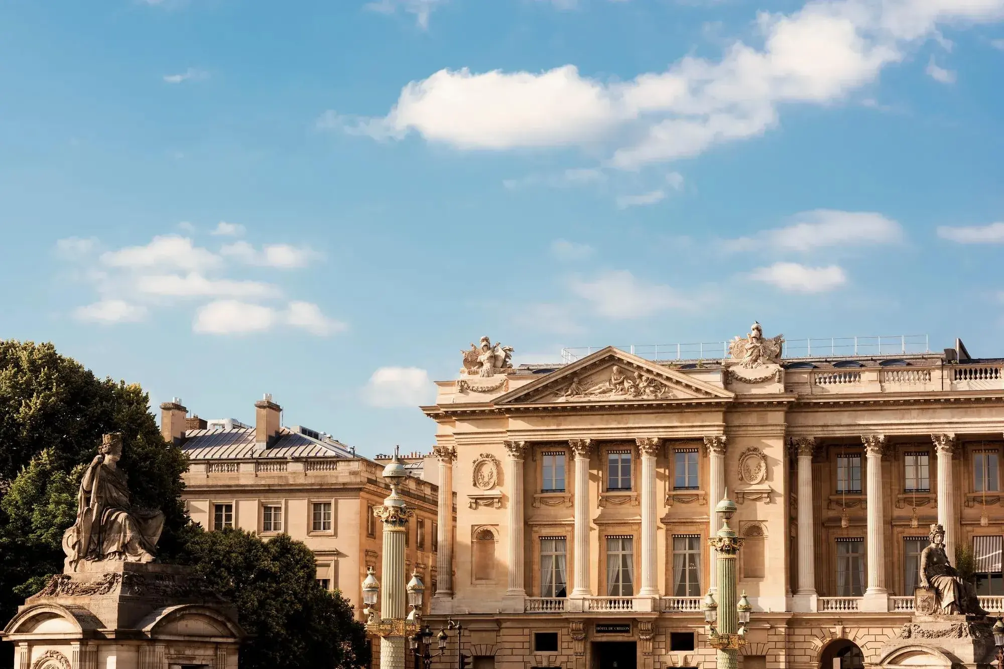 Hotel de Crillon facade on Place de la Concorde, Paris