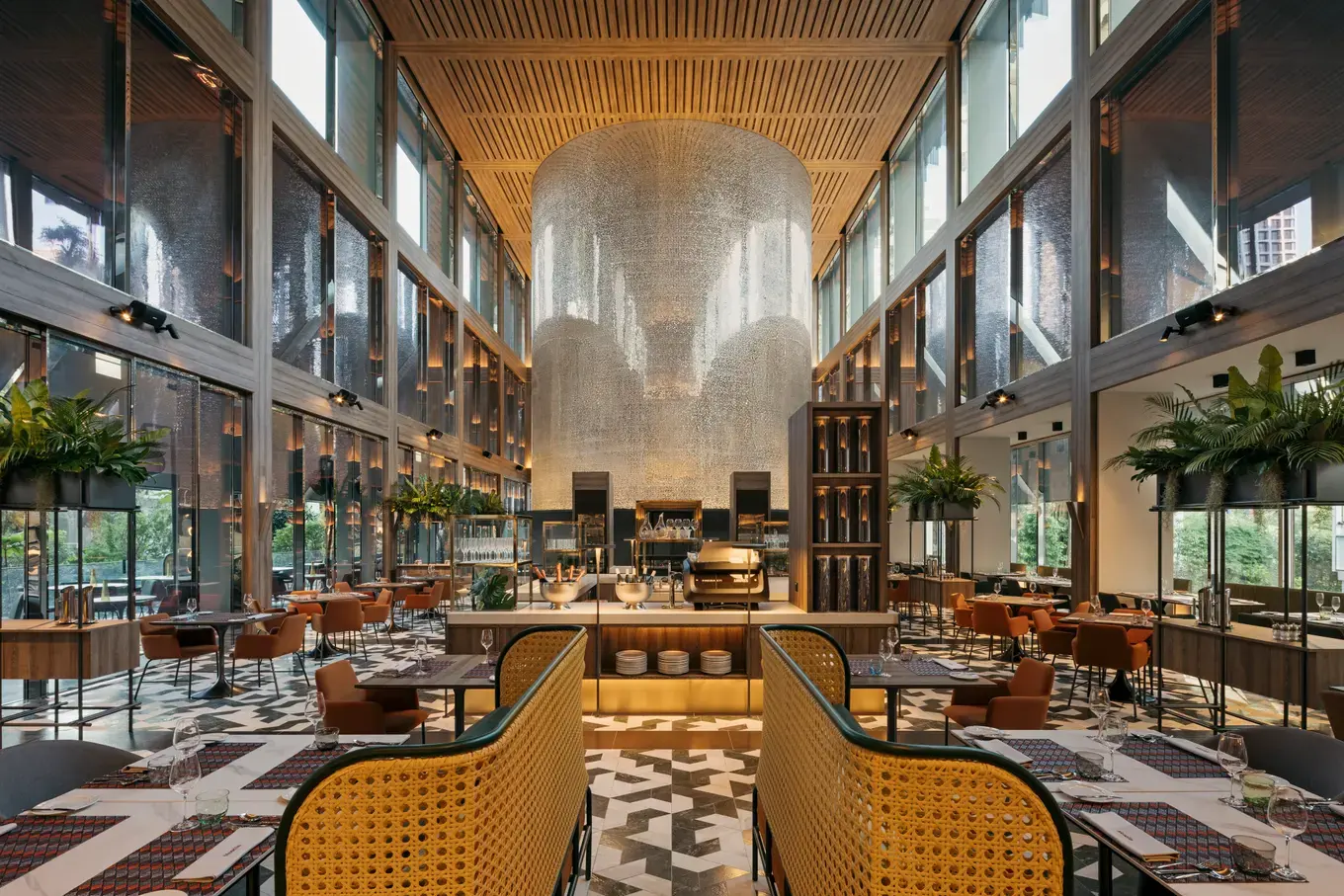 Mosella restaurant double-height dining room at Pan Pacific Orchard
