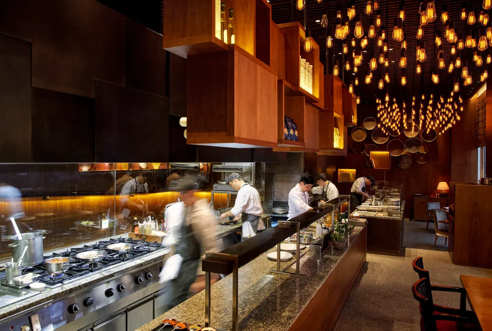 Cornerstone restaurant open kitchen and dining counter at Park Hyatt Seoul
