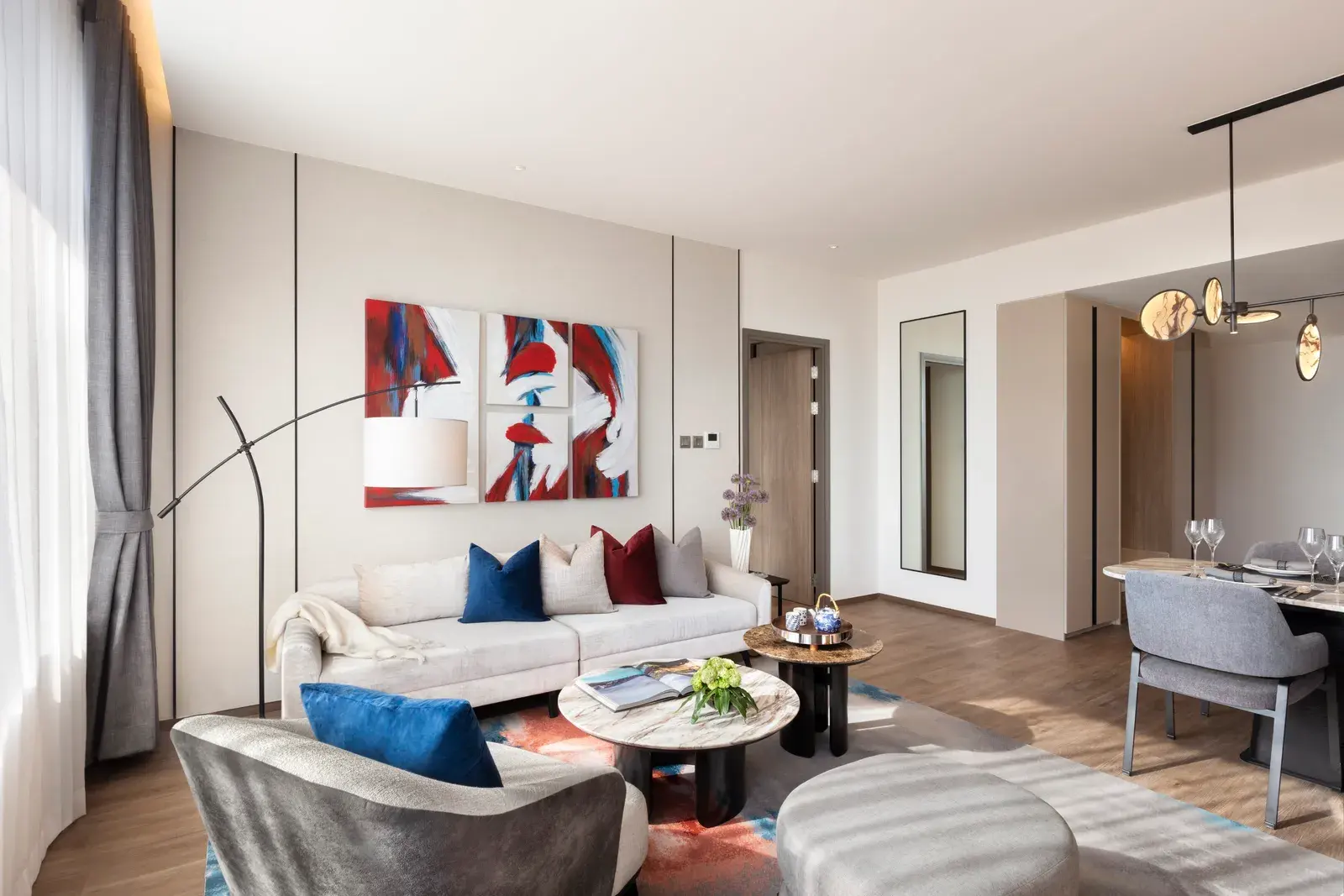 One-Bedroom Premier living room at Ascott Embassy Sathorn Bangkok