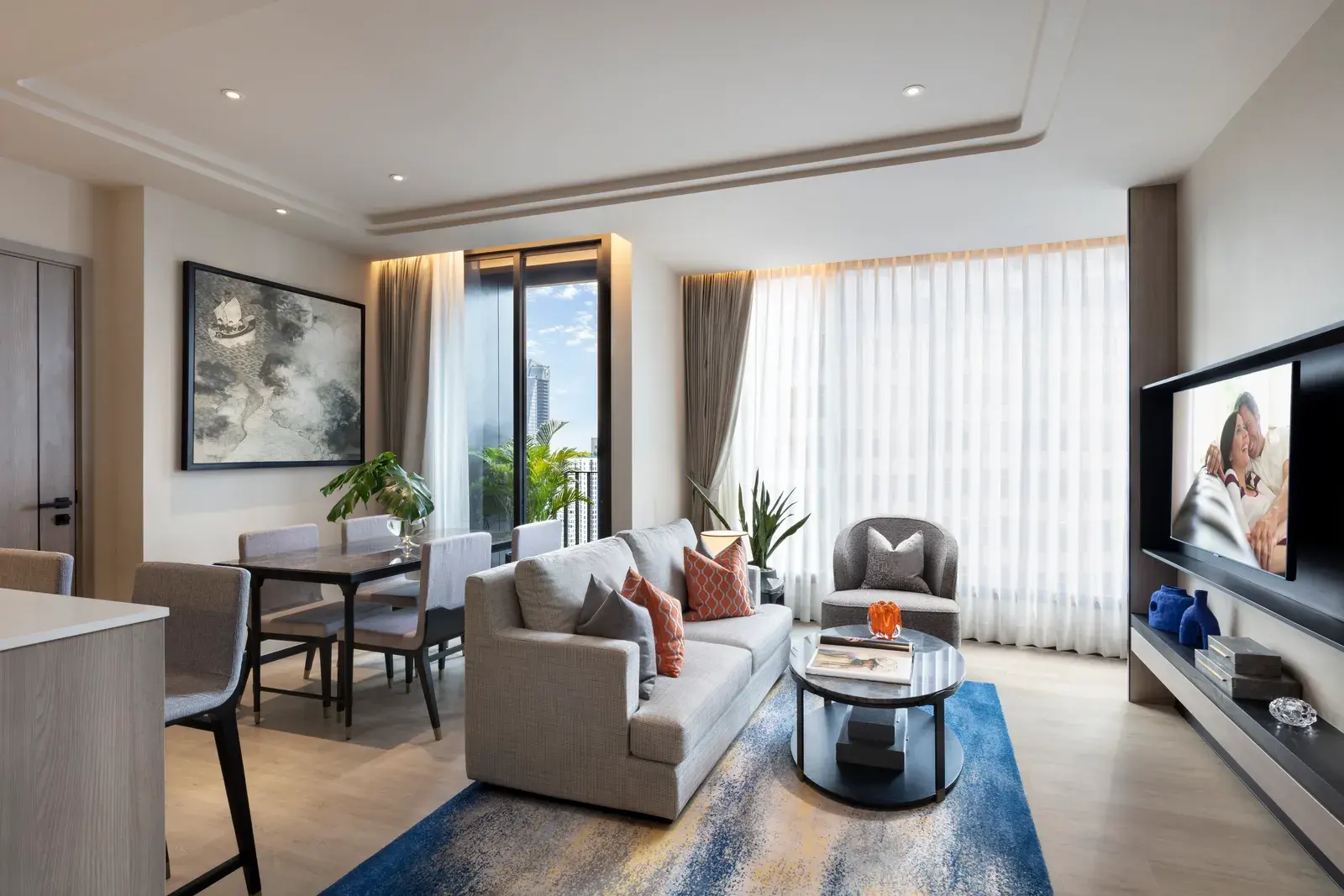One-Bedroom Premier living room at Ascott Thonglor Bangkok