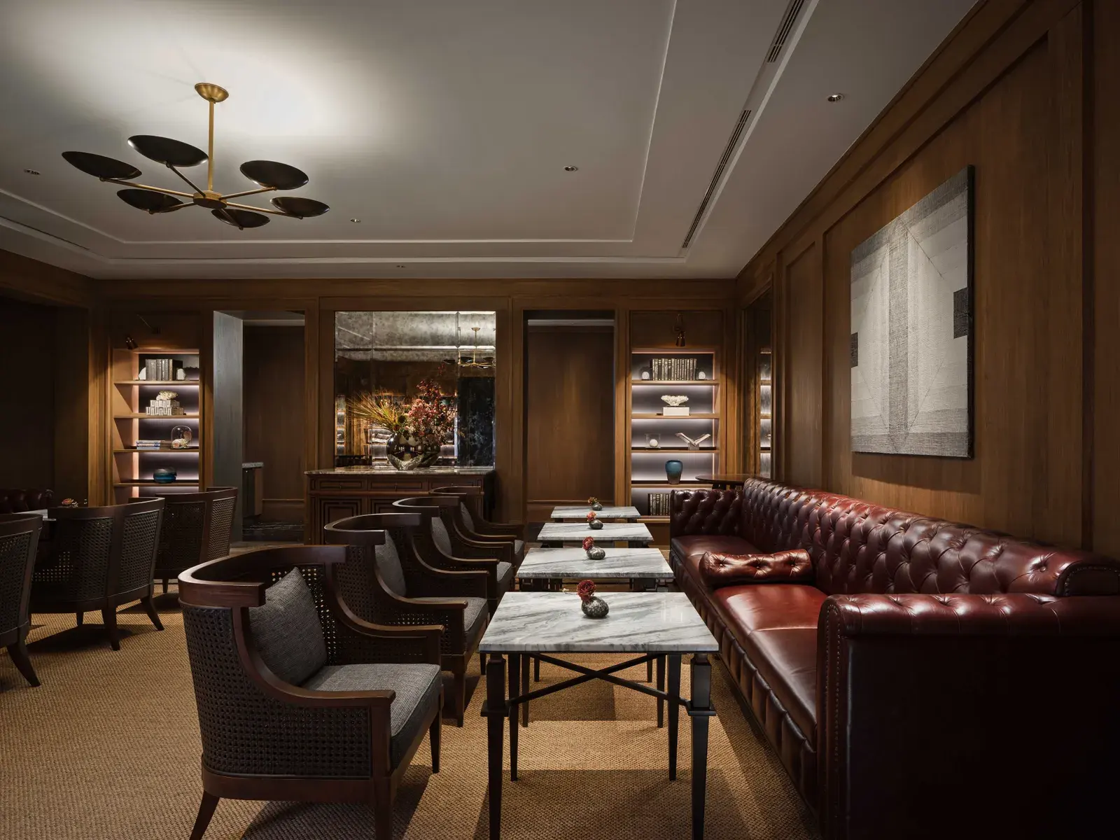 The lounge area of COTE, Capella Bangkok's two-Michelin-starred restaurant.