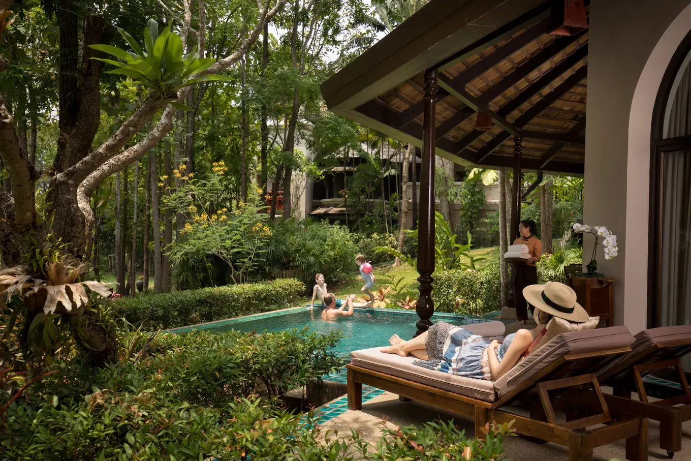 Pool lounge area at Four Seasons Resort Chiang Mai
