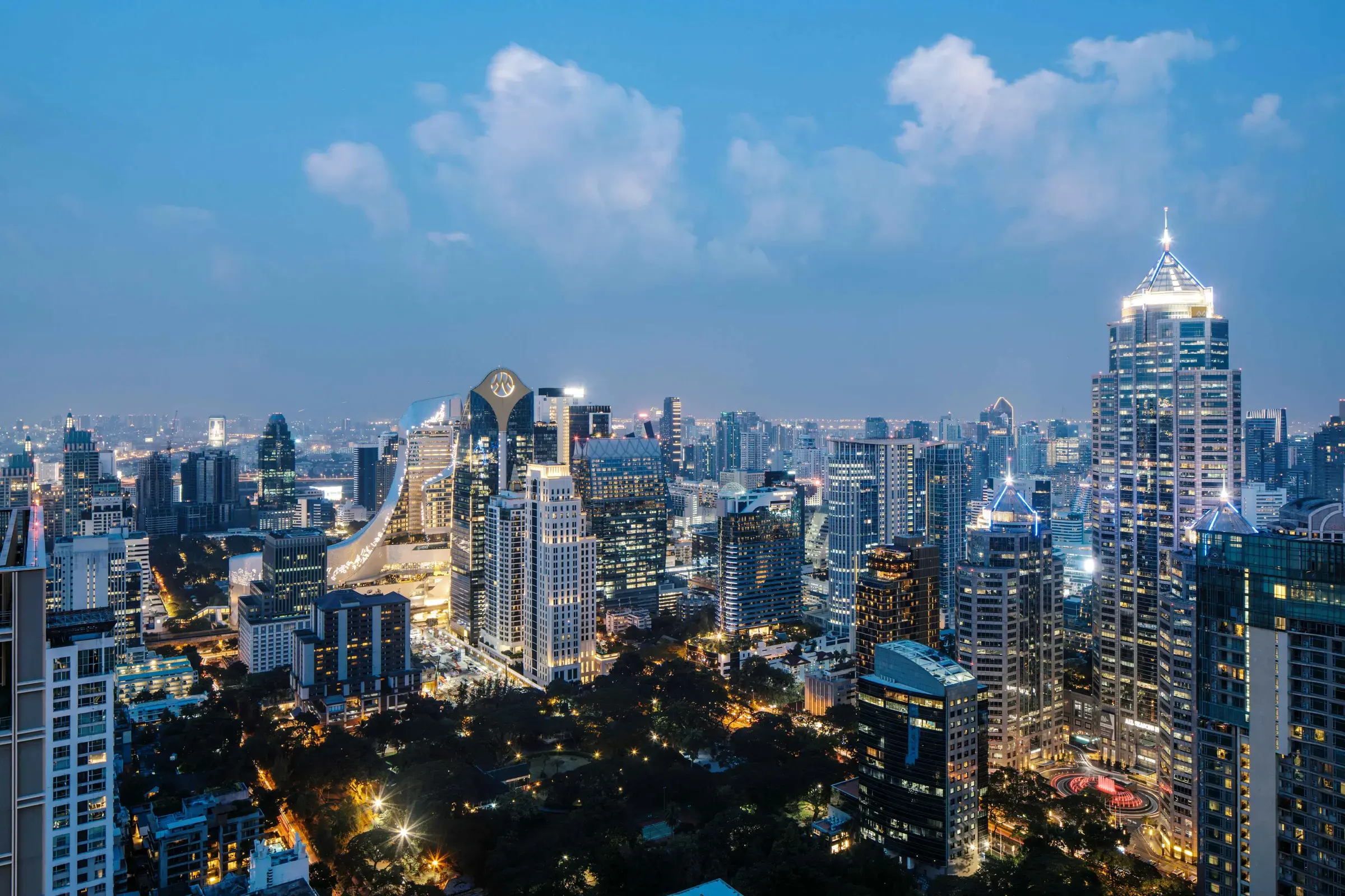 Night view of the Bangkok skyline from Kimpton Maa-Lai Bangkok