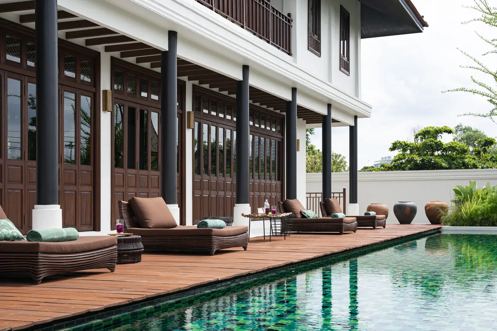 Private pool at Siri Sala Private Thai Villa surrounded by tropical garden