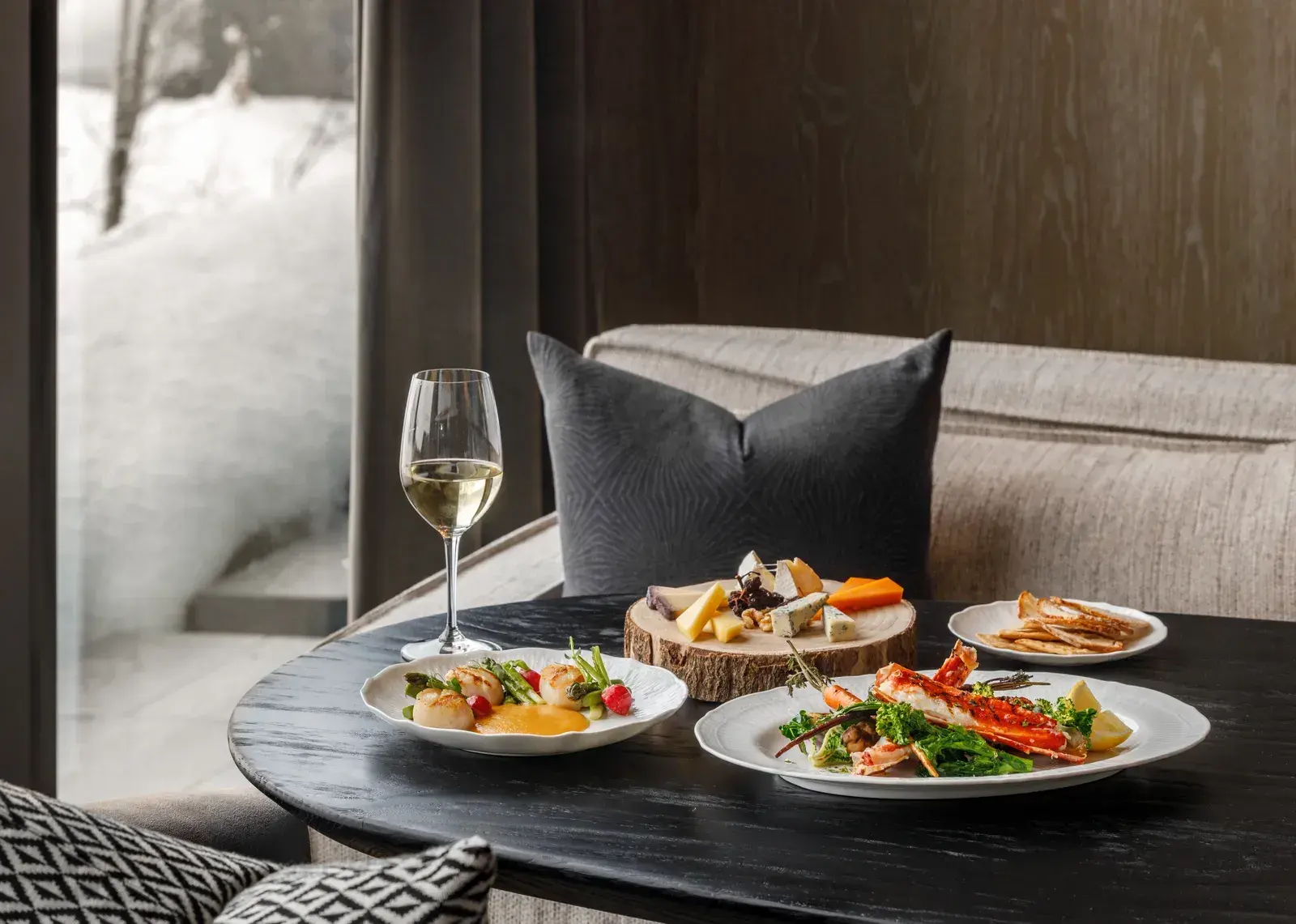 The Lounge dining and wine service at Park Hyatt Niseko Hanazono