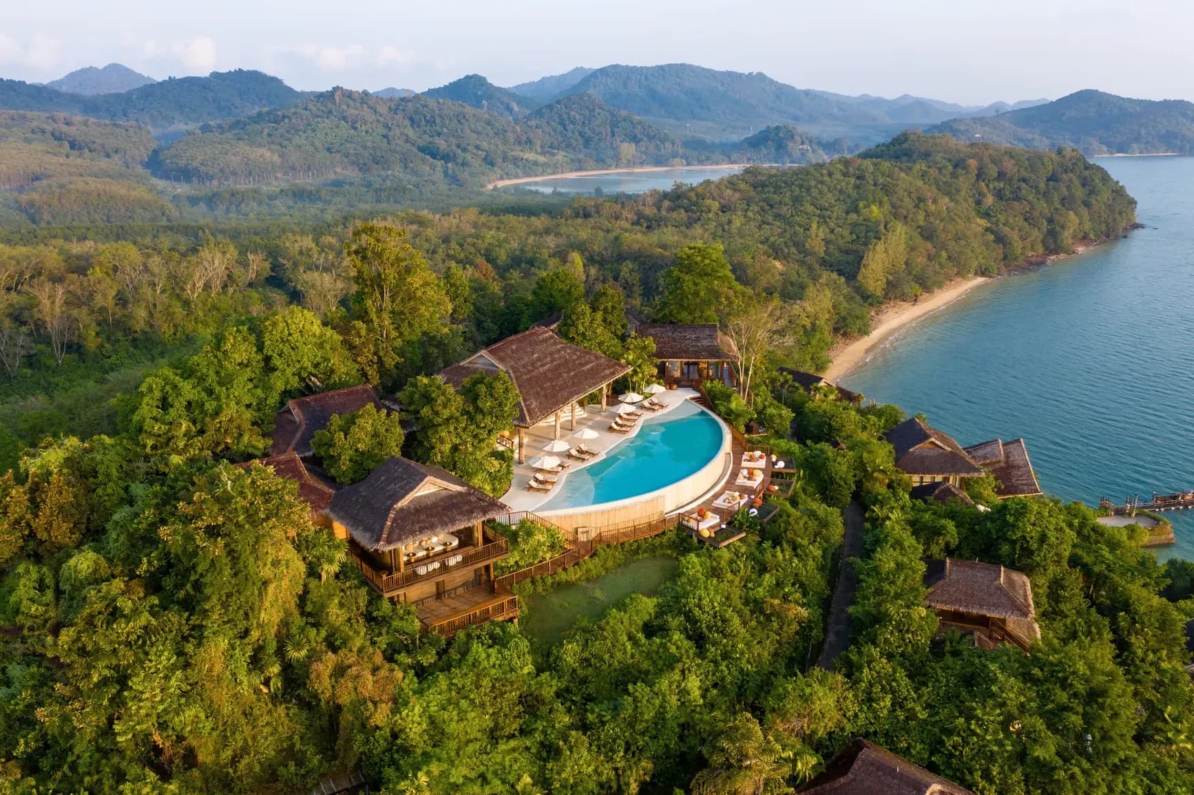 Aerial view of Six Senses Yao Noi over Phang Nga Bay