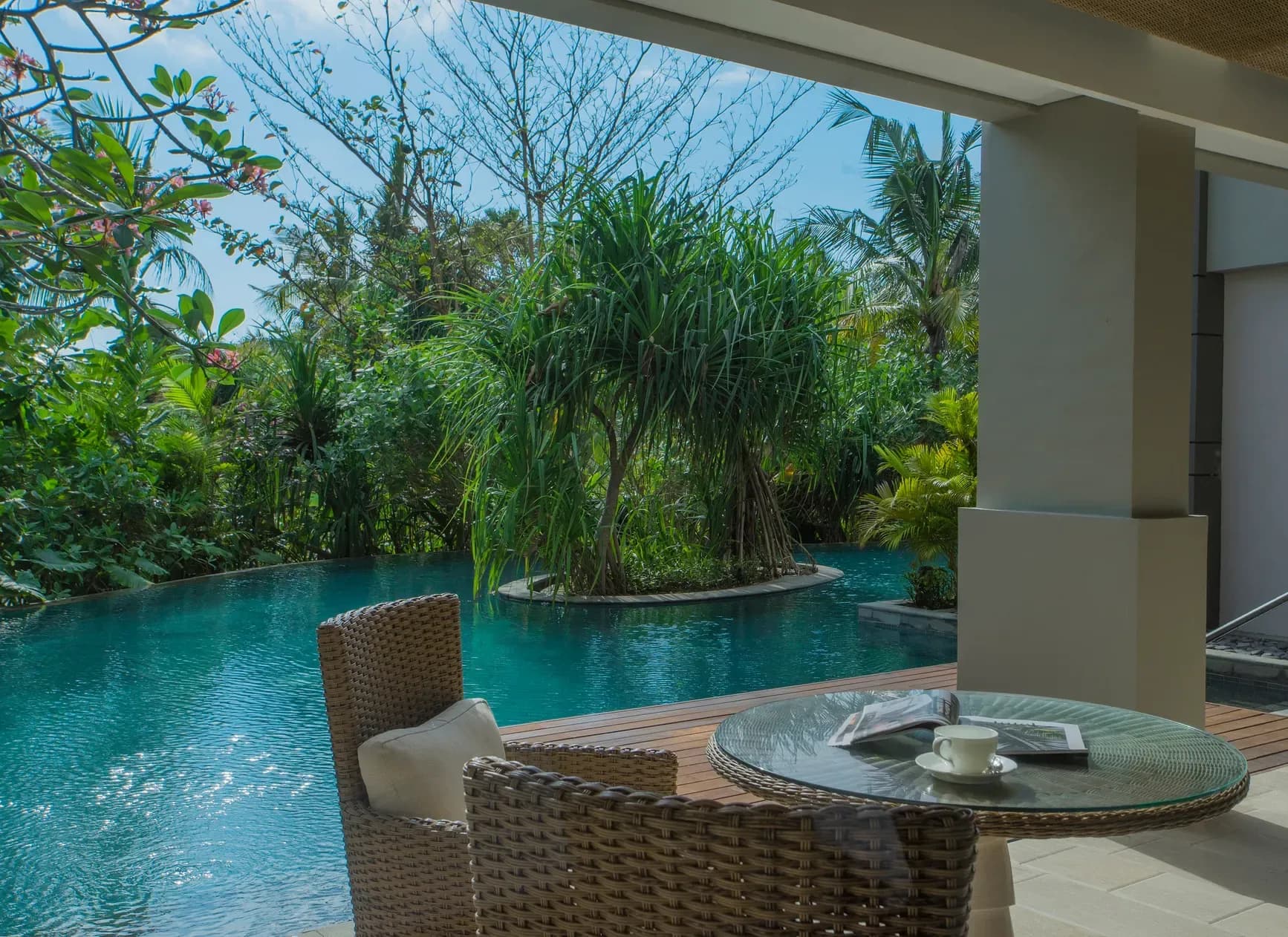 Balcony pool view from a Ritz-Carlton Suite With Pool Access at The Ritz-Carlton Bali