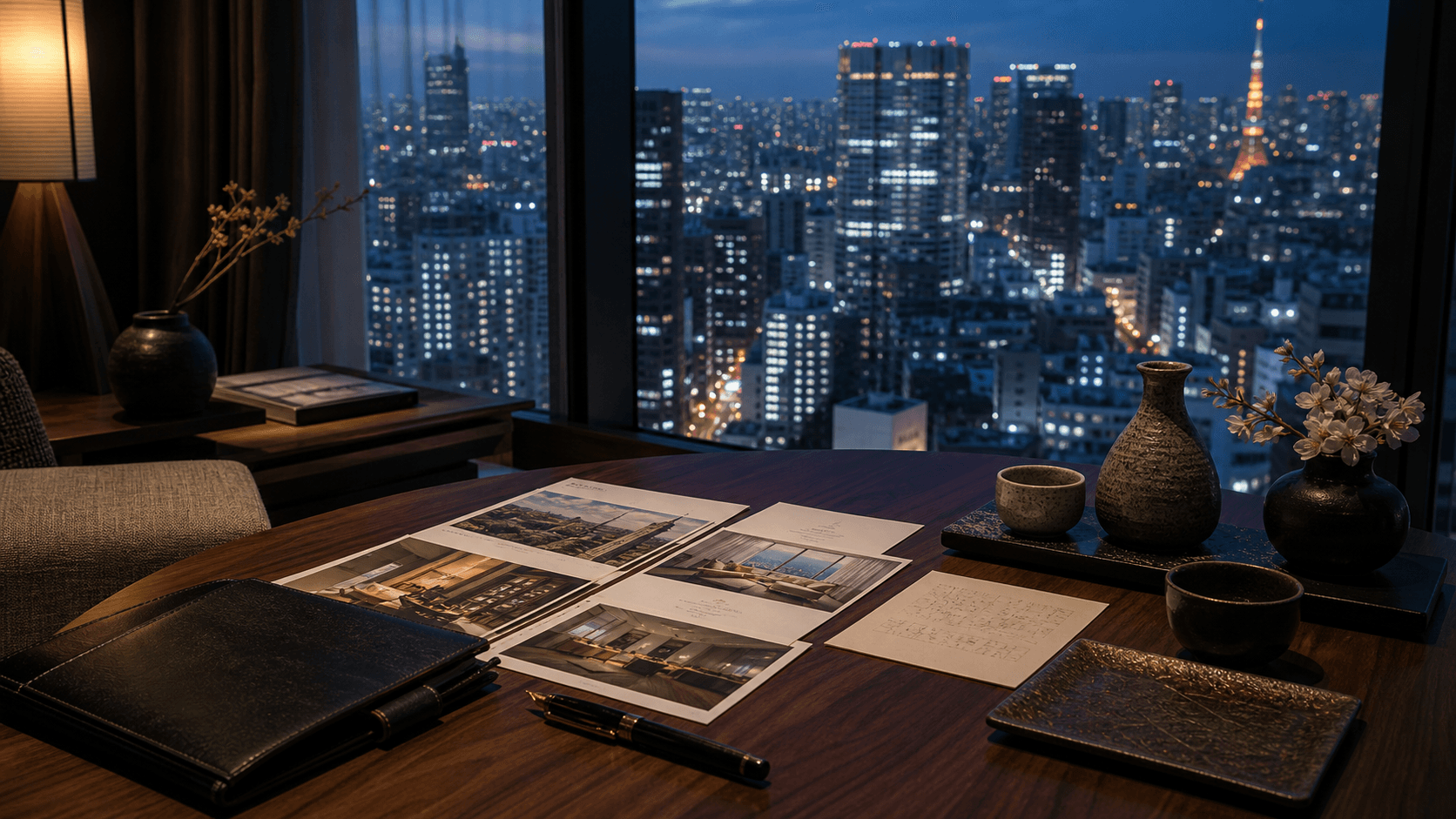 Tokyo skyline at night from a high-floor suite representing the Park Hyatt Tokyo solo base.