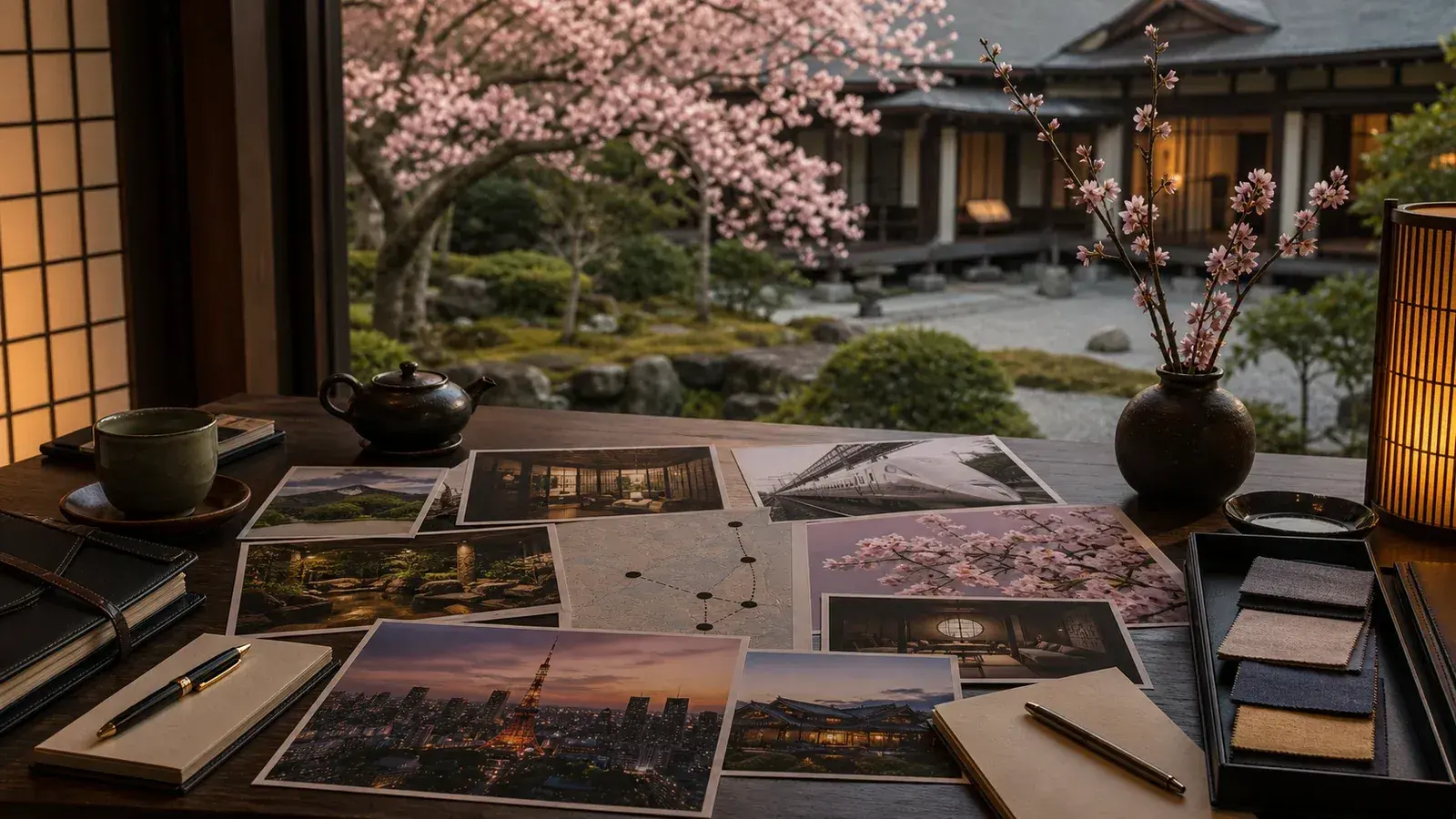 Japan editorial image showing a fine-dining reservation and itinerary-planning table with place-specific restaurant cues in Japan.