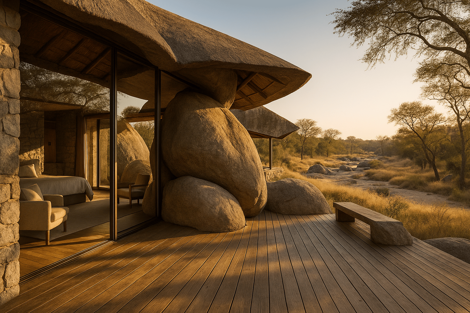Viaive page singita boulders lodge granite boulder architecture.