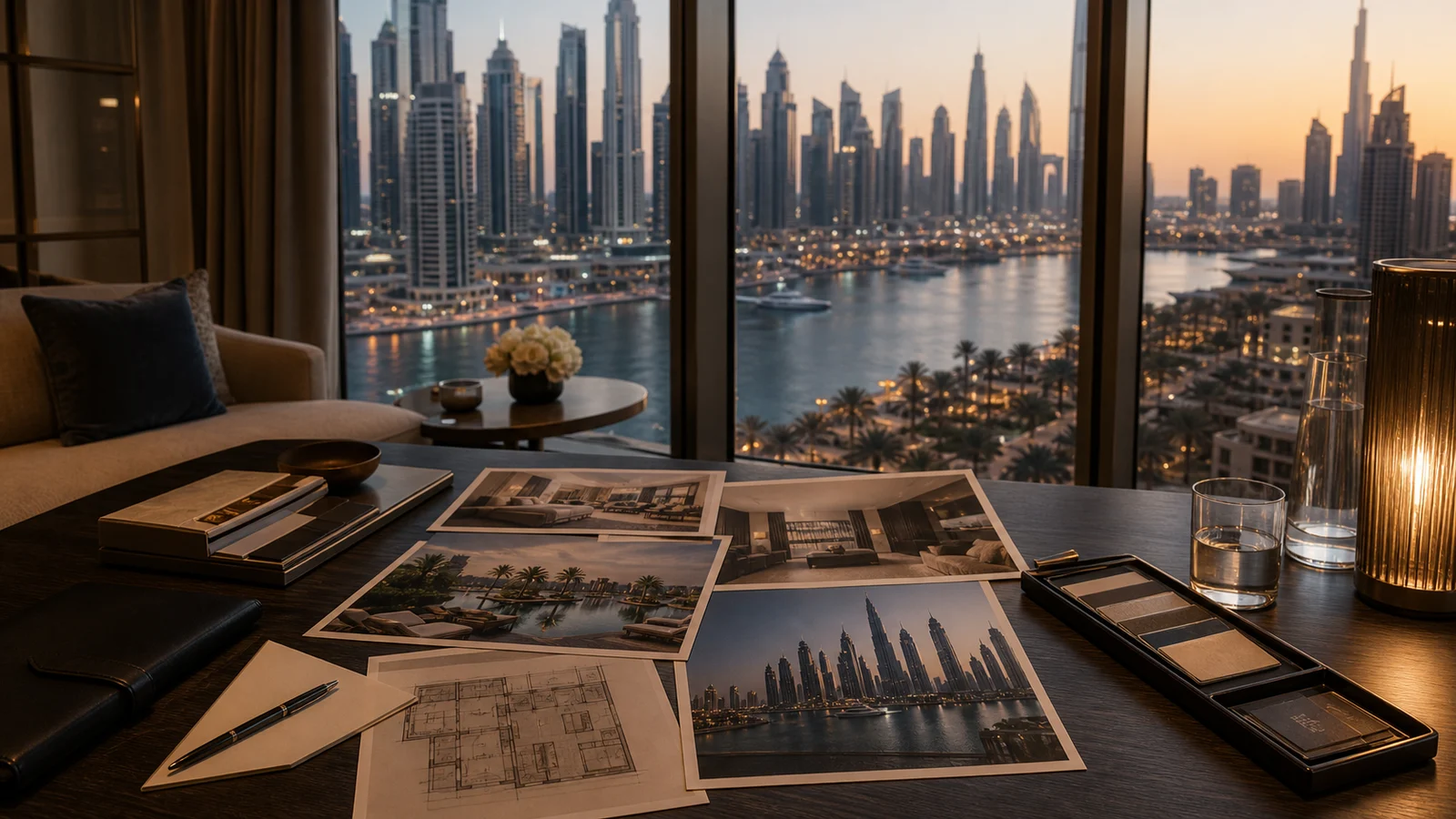 Dubai, UAE — hotel room-category decision, editorial scene.